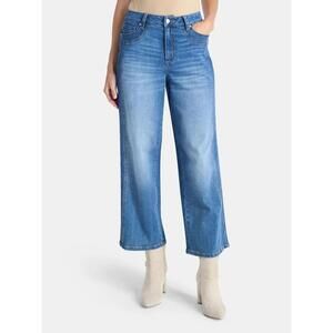 Time and Tru Women's Jeans | High Rise Wide Leg Cropped | Size 8 Light Wash